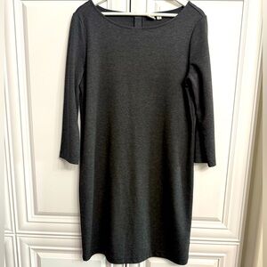 GAP Size Medium Grey 3/4 Sleeve Ponte Knit Dress Zipper in Back w/Faux Leather